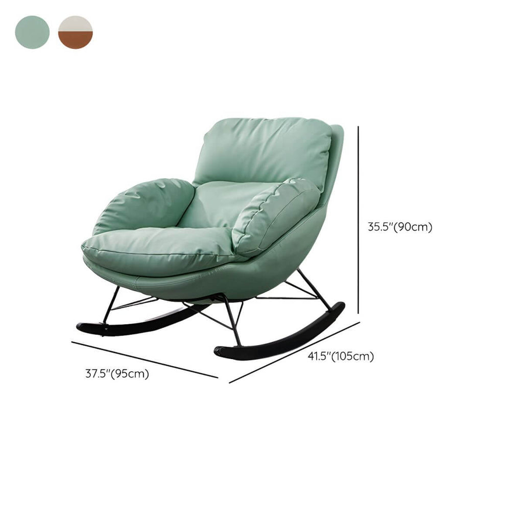 Button-tufted upholstered wooden rocking accent chair with black legs