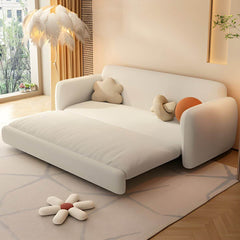 Modern White Polyester Blend Sleeper Sofa with Detachable Mattress, Casters, and Black Legs - Sponge 51"L x 37"W x 30"H Futons