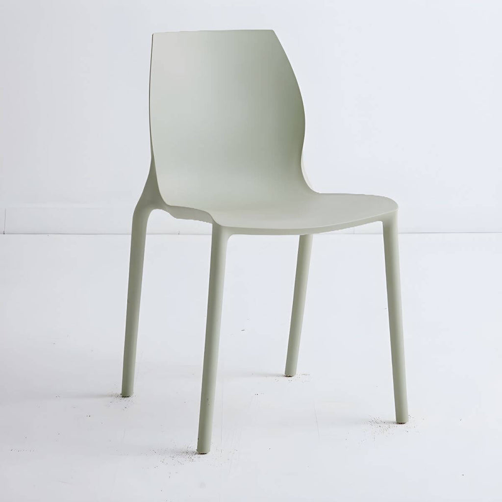 Stackable modern Scandinavian plastic and acrylic chair for kitchen and dining use