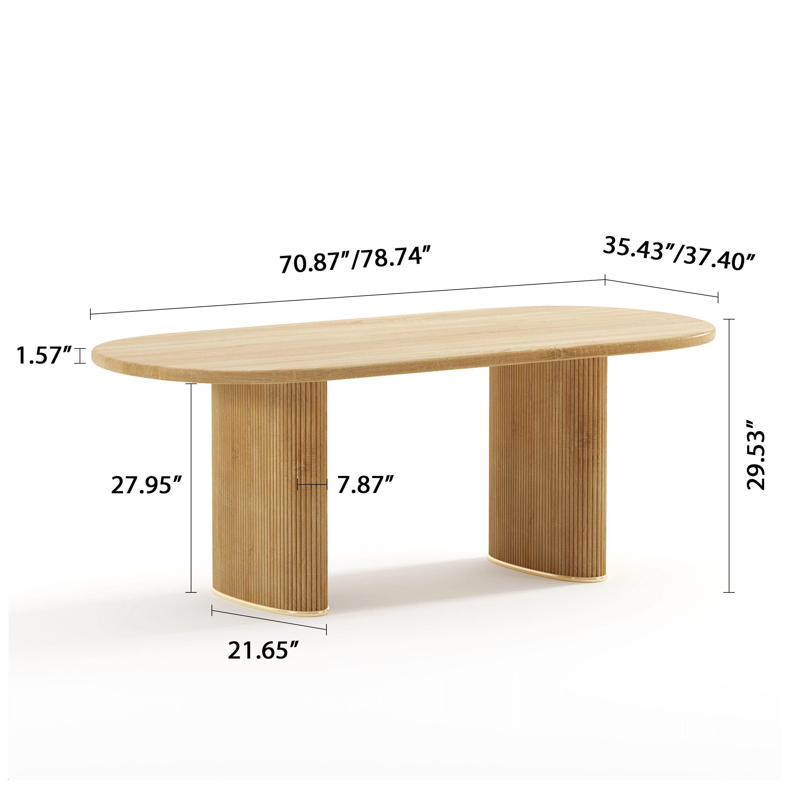Oval dining table made of solid ash wood with a smooth finish, perfect for modern dining rooms