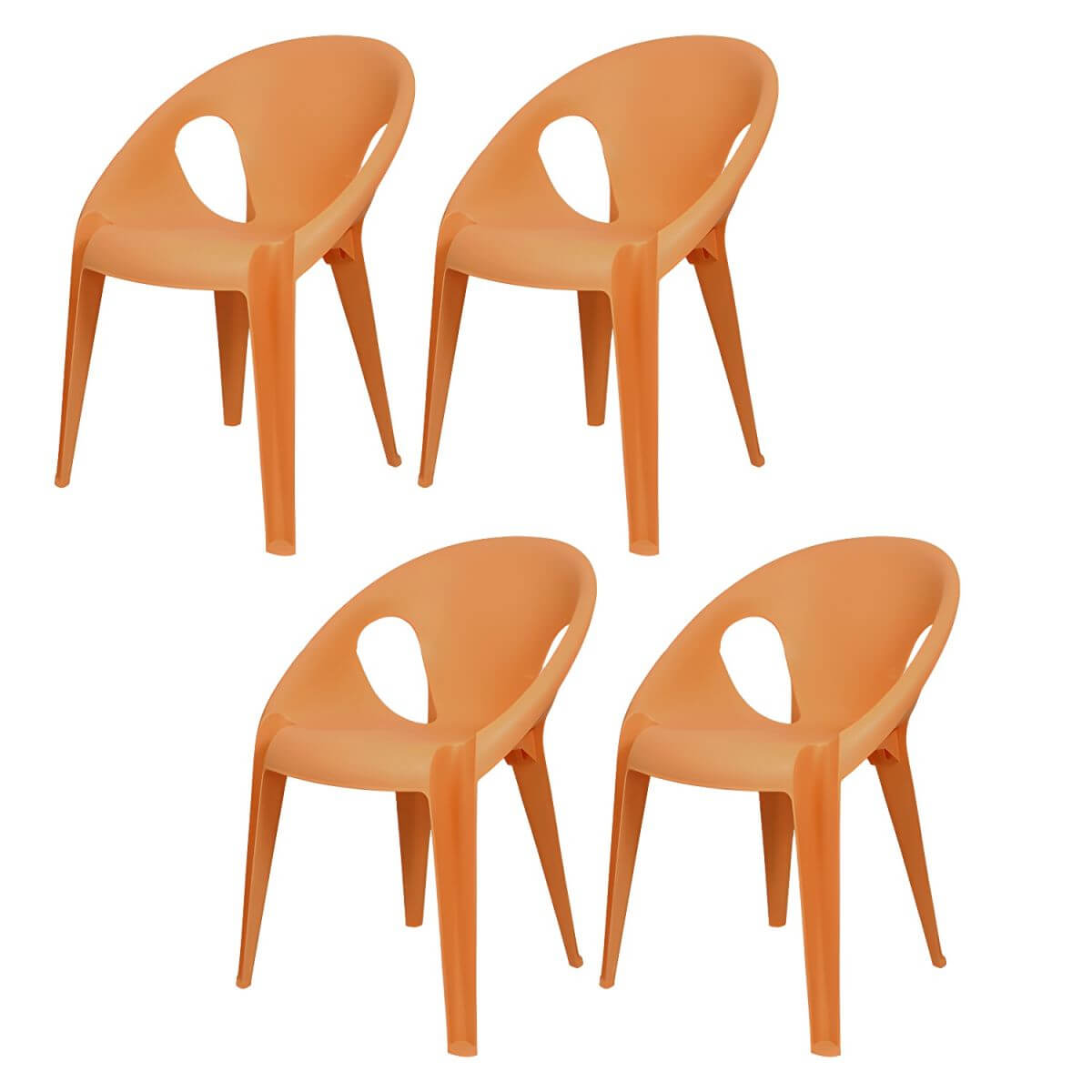 Stackable modern arm chair with open back made of plastic and acrylic for dining