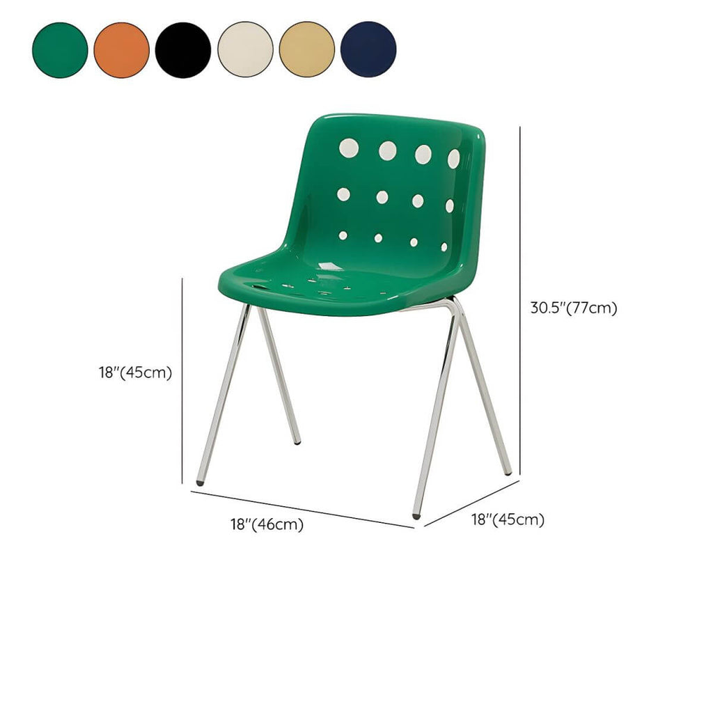 Stackable Scandinavian plastic and acrylic side chair with low back for dining