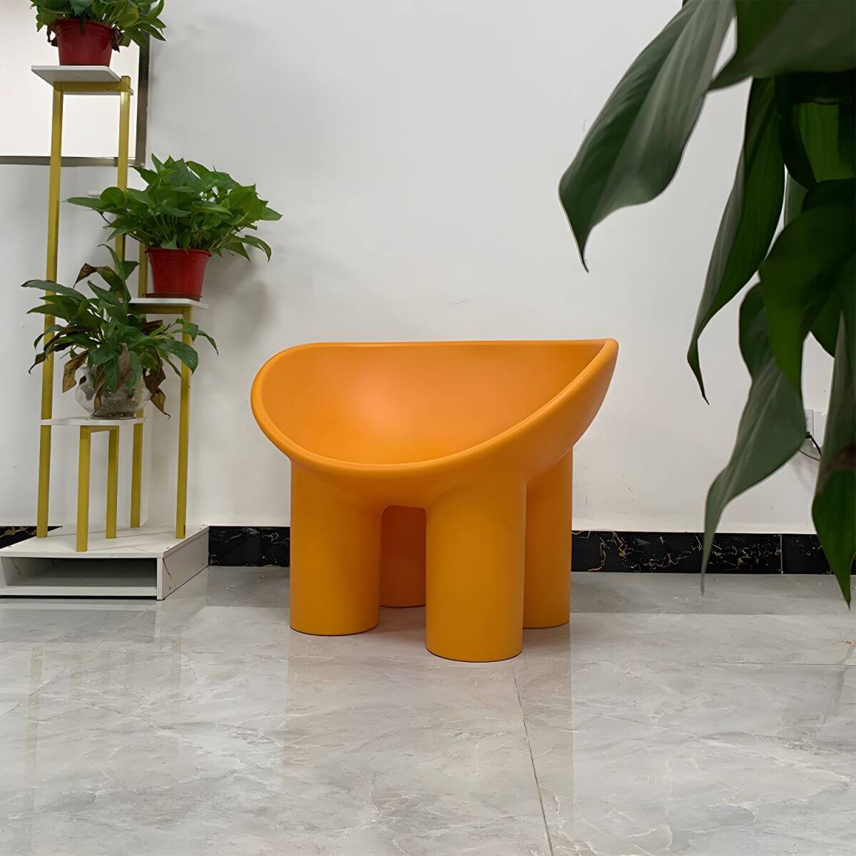 Modern armless papasan accent chair with bowl shape and elephant legs main product image