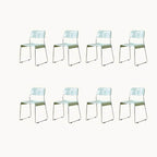 Stackable plastic and acrylic side chair for modern garden and dining use