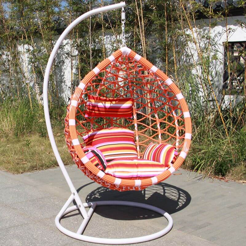 Metal porch swing with stand, cushions, and chain for comfortable outdoor seating main product image