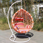 Metal porch swing with stand, cushions, and chain for comfortable outdoor seating main product image