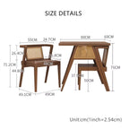 80CM Solid Wood Dining Set With 2 Chairs - Walnut