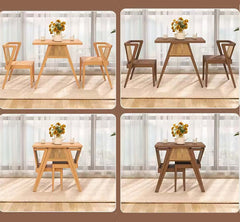 80CM Solid Wood Dining Set With 2 Chairs - Walnut