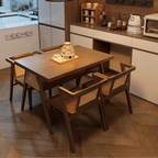 80CM Solid Wood Dining Set With 2 Chairs - Walnut