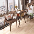 80CM Solid Wood Dining Set With 2 Chairs - Walnut