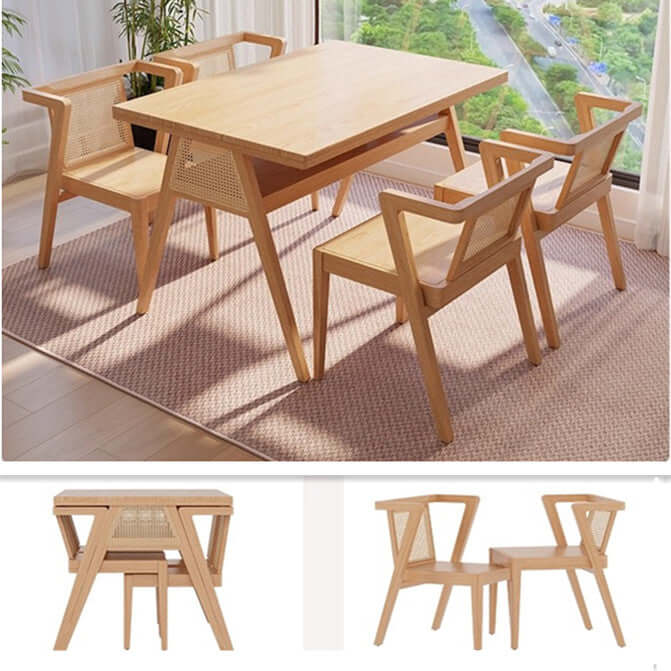 80CM Solid Wood Dining Set With 2 Chairs - Walnut