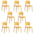 Stackable Scandinavian style plastic and acrylic side chair with low back for dining