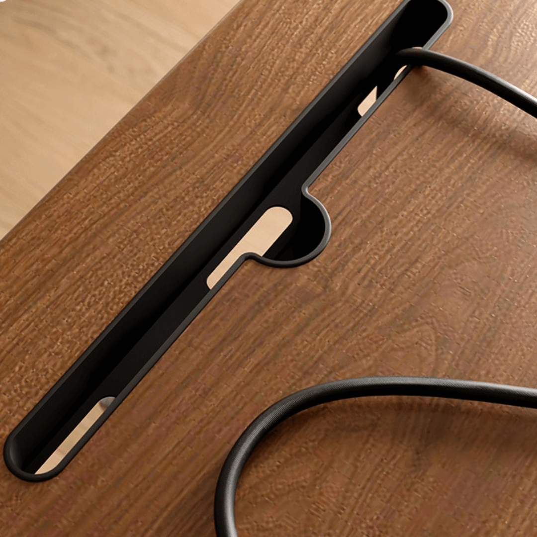 Mobile ergonomic standing desk with premium aluminium alloy frame and warm wood finish