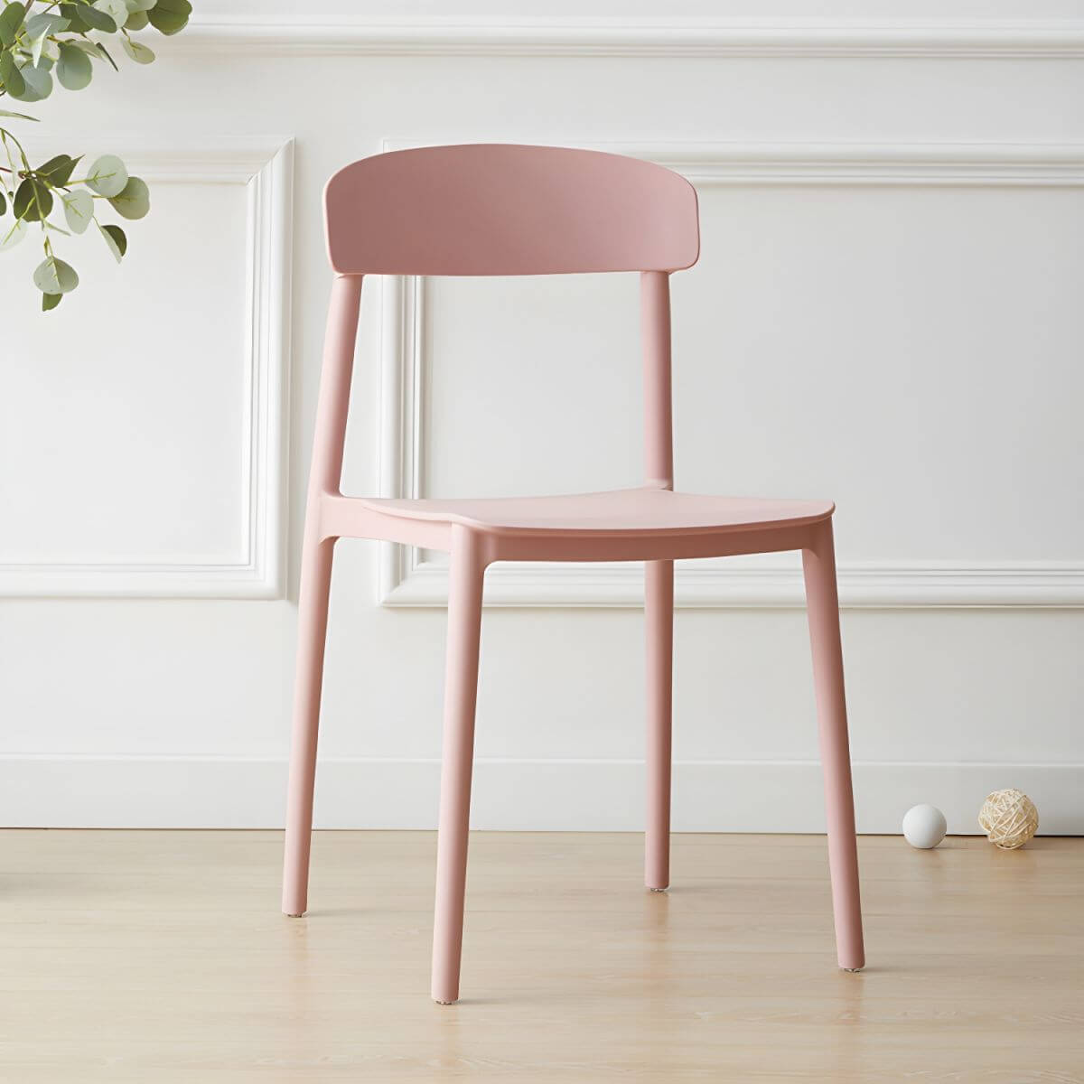 Scandinavian style low back kitchen and dining chair made of plastic and acrylic