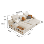 Space-saving sofa bed with a cute pony stool, perfect transformable furniture for small spaces