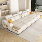 Space-saving sofa bed with a cute pony stool, perfect transformable furniture for small spaces