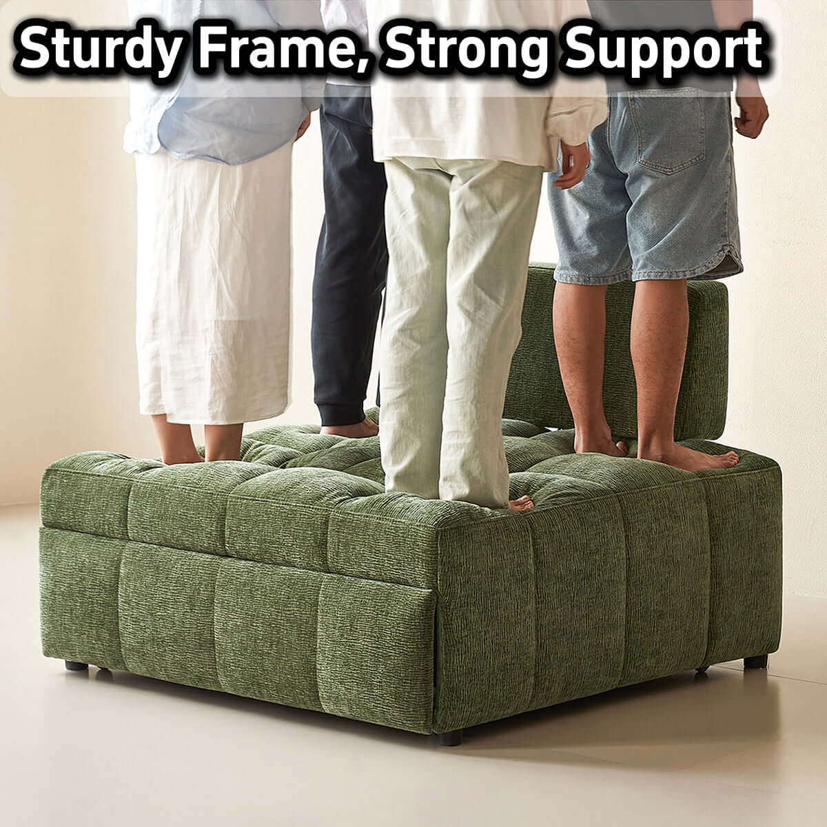 Cocochairs Modern Chenille Pull-Out Single Sofa Bed – Space-Saving Lounge & Guest Sleeper