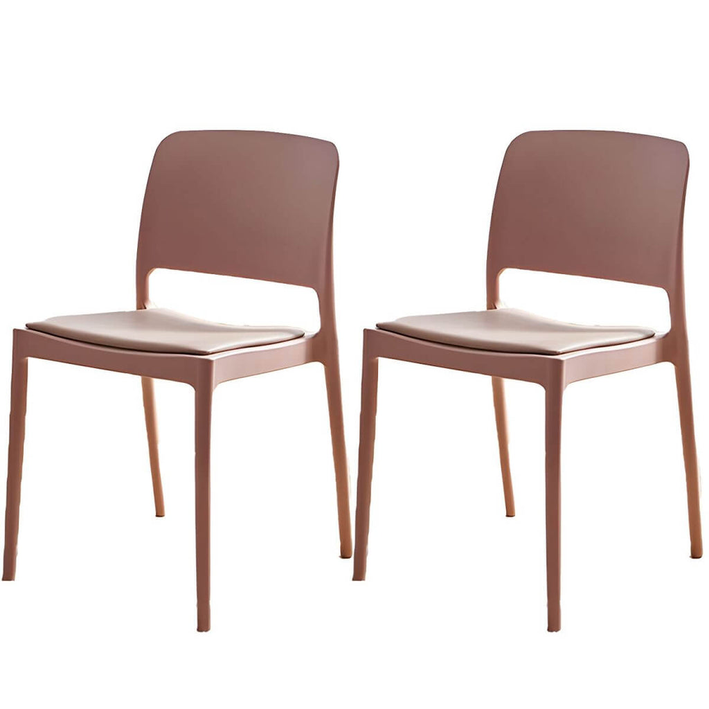 Scandinavian plastic and acrylic dining chair with low backrest and armless design
