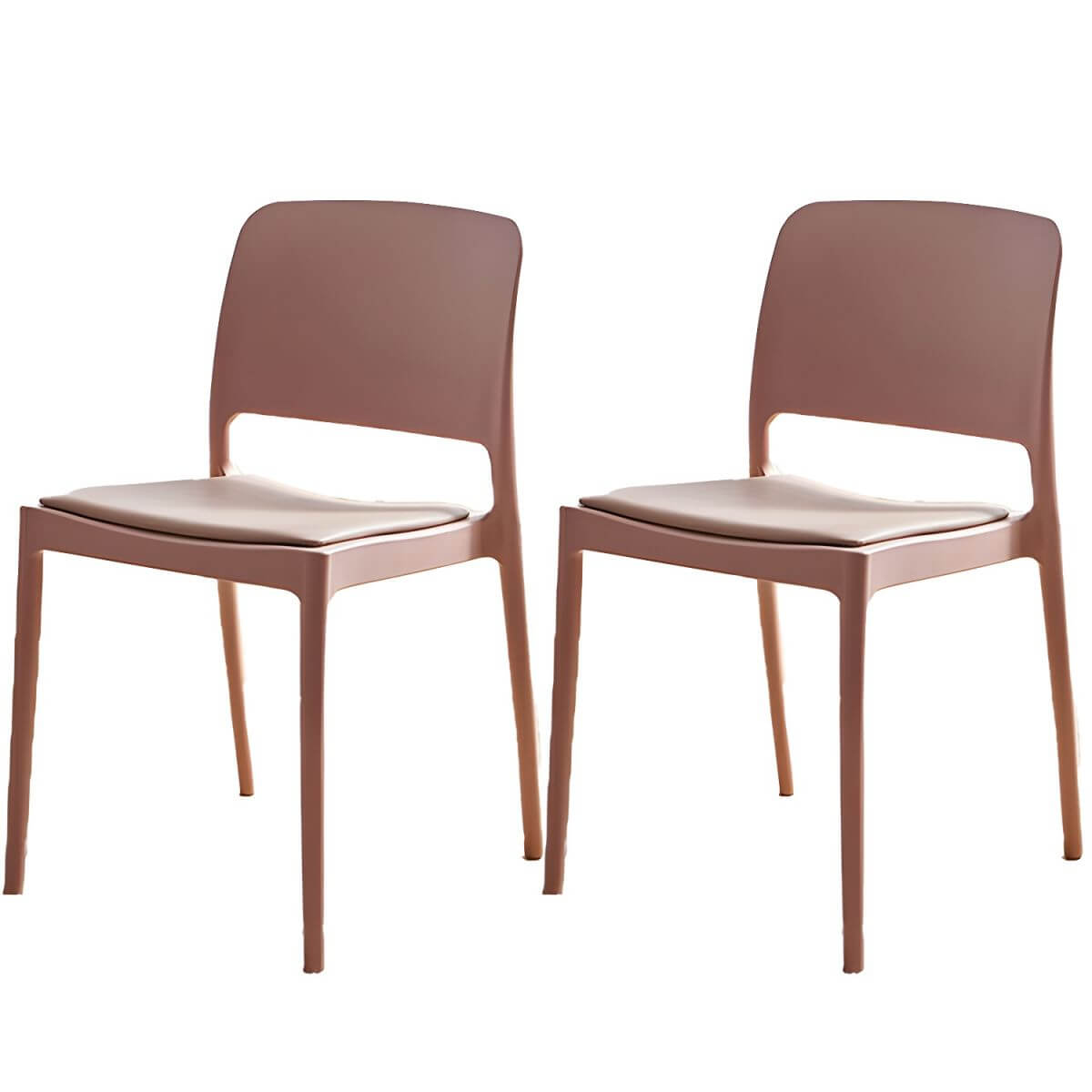 Scandinavian plastic and acrylic dining chair with low backrest and armless design