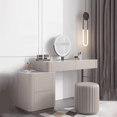 Modern Dressing Table Stool & Mirror Included with Sintered Stone Tabletop