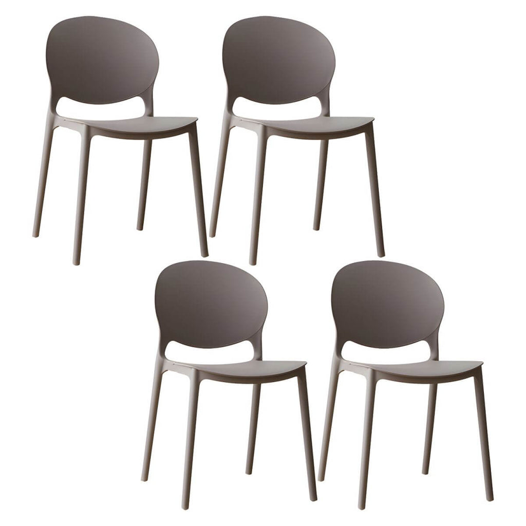Scandinavian plastic dining chair with open back and four legs, ideal for home use