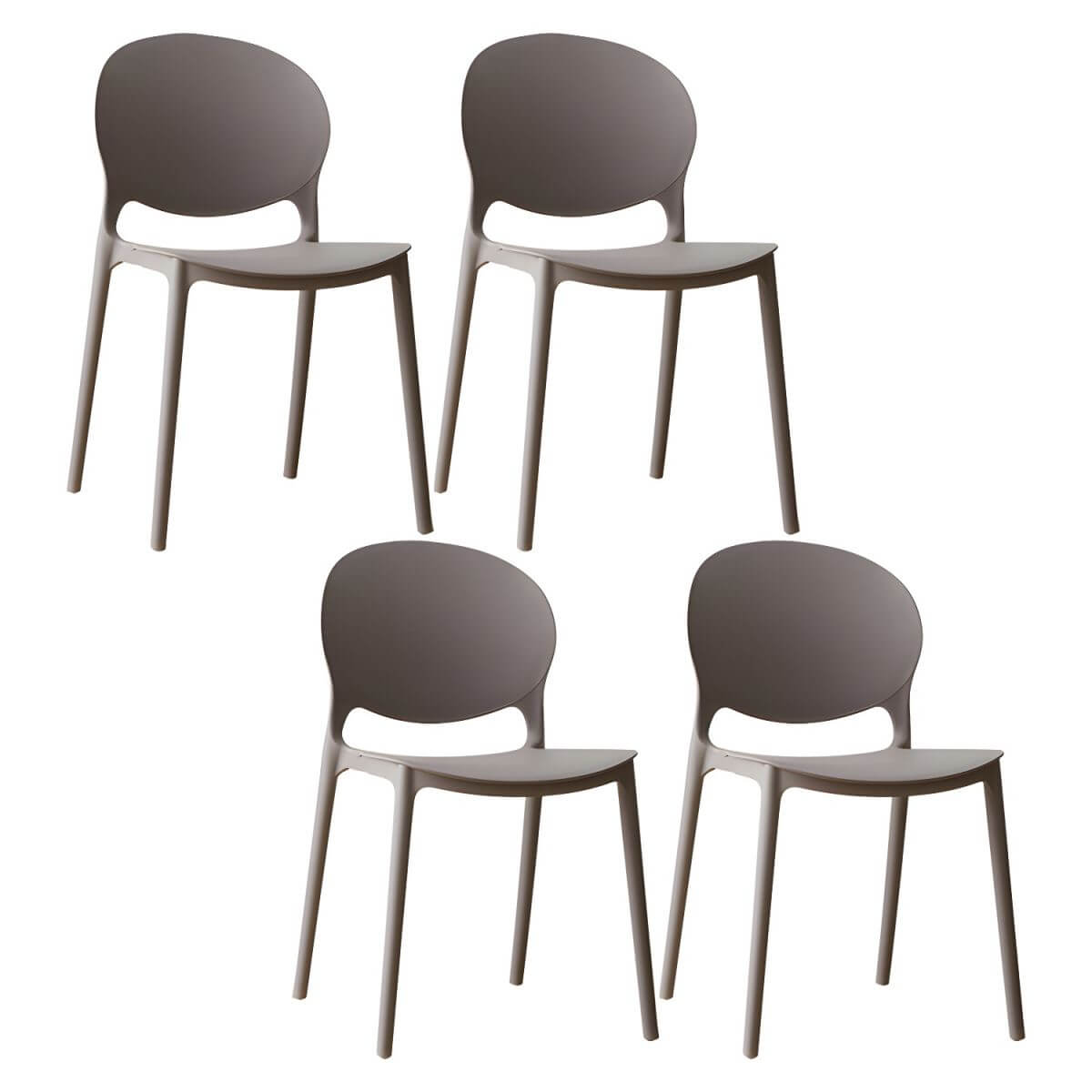 Scandinavian plastic dining chair with open back and four legs, ideal for home use