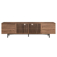 Minimalist TV Stand Slatted Media Console with 4 Doors Storage