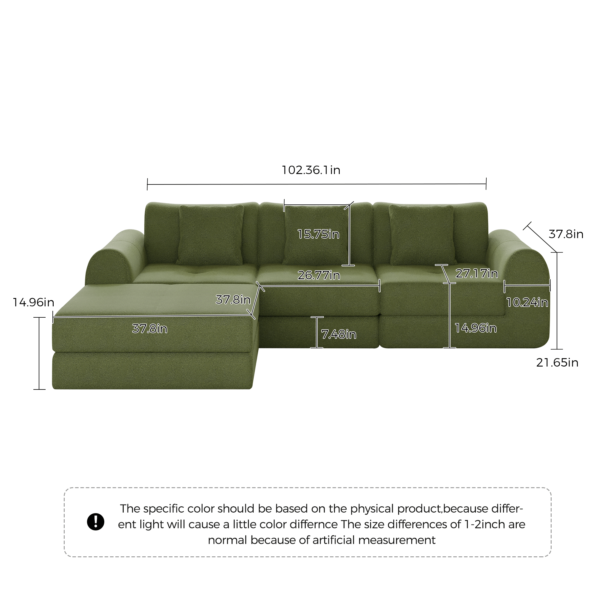 Modular convertible sofa bed that can be freely combined for versatile floor seating