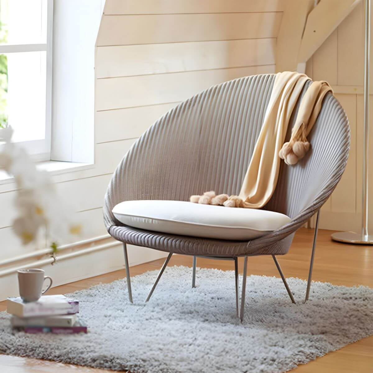 41.34"L x 33.86"W x 36.61"H Contemporary Woven Back Papasan Chair Accent Chairs Secondary image