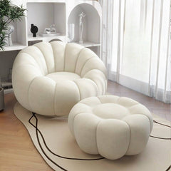 Small Swivel White Papasan Chair: Light Wood Frame, No Casters, Non-Stackable, Sloped Arms Accent Chairs