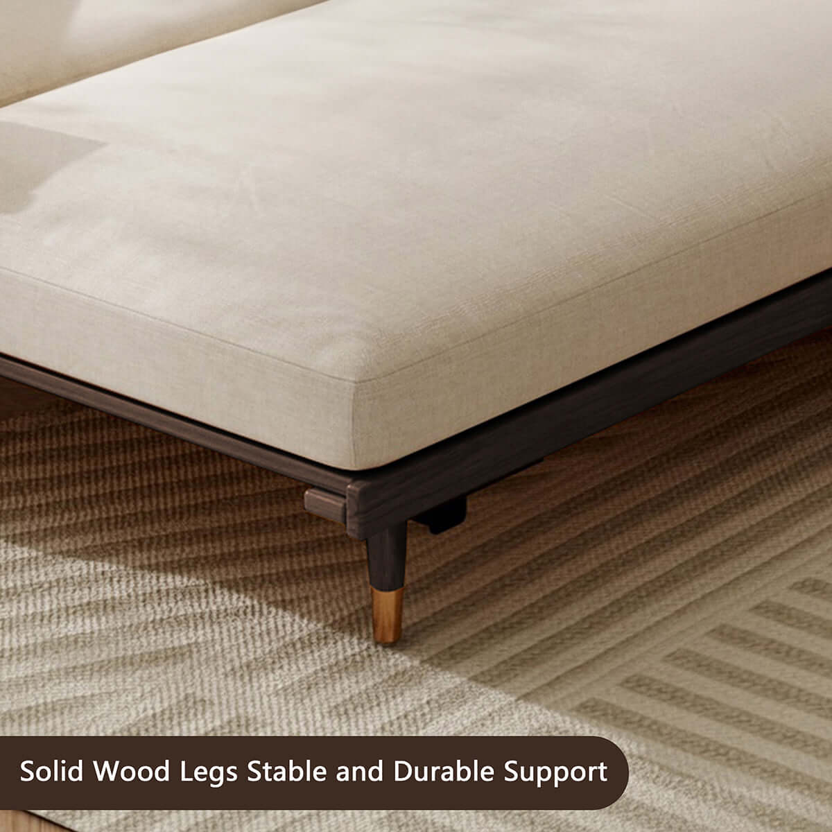 Modern 3 seater sofa bed with wooden frame and pull-out convertible design