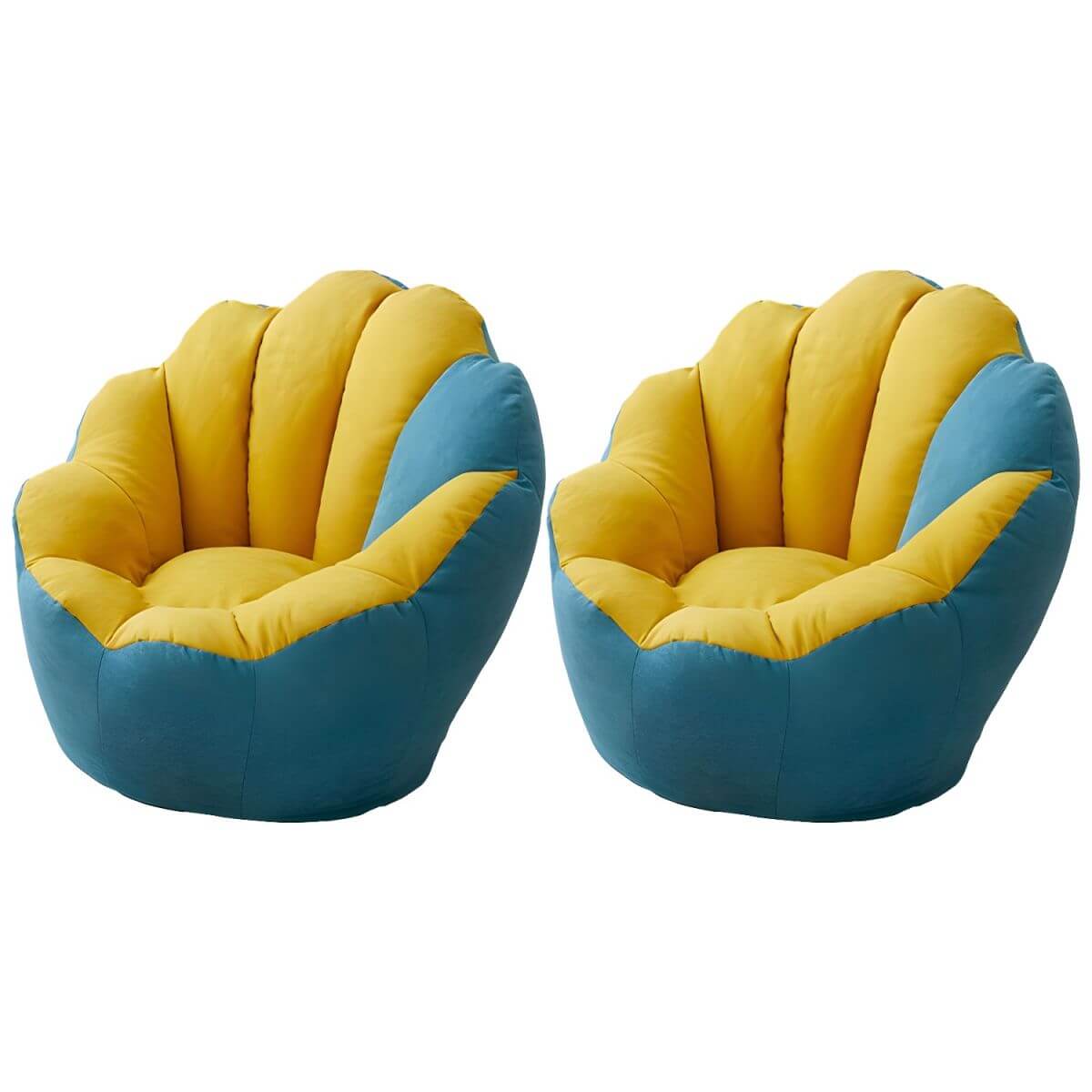 Lemon color cotton blend Papasan chair with slipcover and sewn pillow back accent