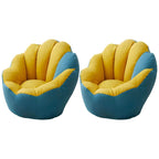 Lemon color cotton blend Papasan chair with slipcover and sewn pillow back accent