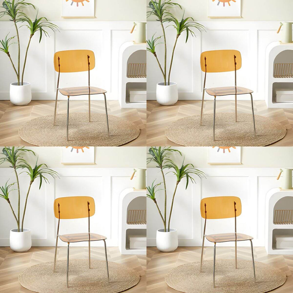 Transparent acrylic dining chair with modern design, perfect for living room and kitchen seating