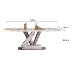 Light Luxury Oval Marble Dining Table for 6 Person Sintered Stone Tabletop