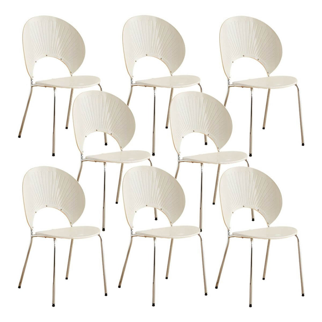 Scandinavian style stackable armless side chair made of plastic and acrylic for dining