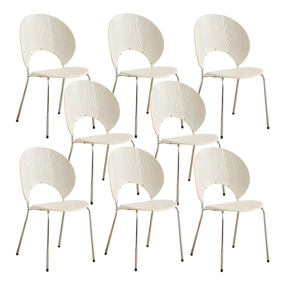 Scandinavian style stackable armless side chair made of plastic and acrylic for dining
