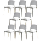Scandinavian plastic and acrylic dining chair with low backrest and armless design
