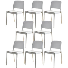 Scandinavian Plastic & Acrylic Dining Chair with Low Back Rest and Armless Design Dining Chairs