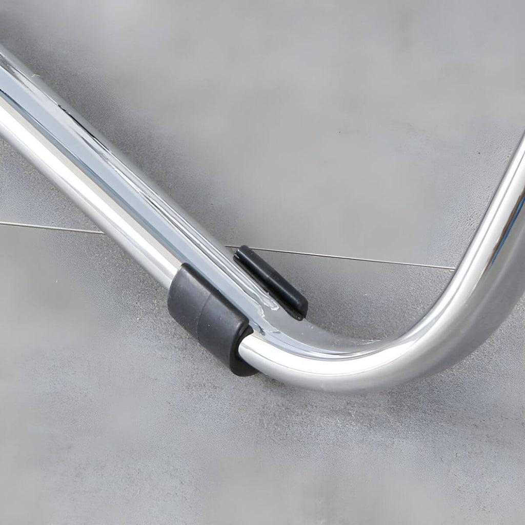 Scandinavian style dining chair with silver metal legs and plastic acrylic seat