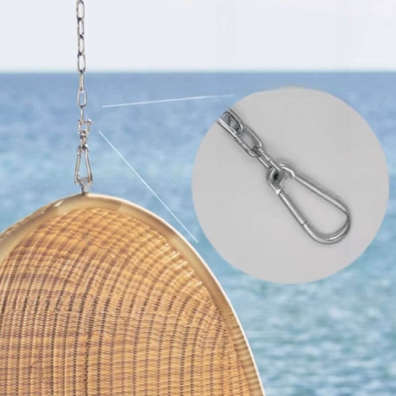 Upholstered tropical cocoa porch swing with heat-resistant plastic stand and chain