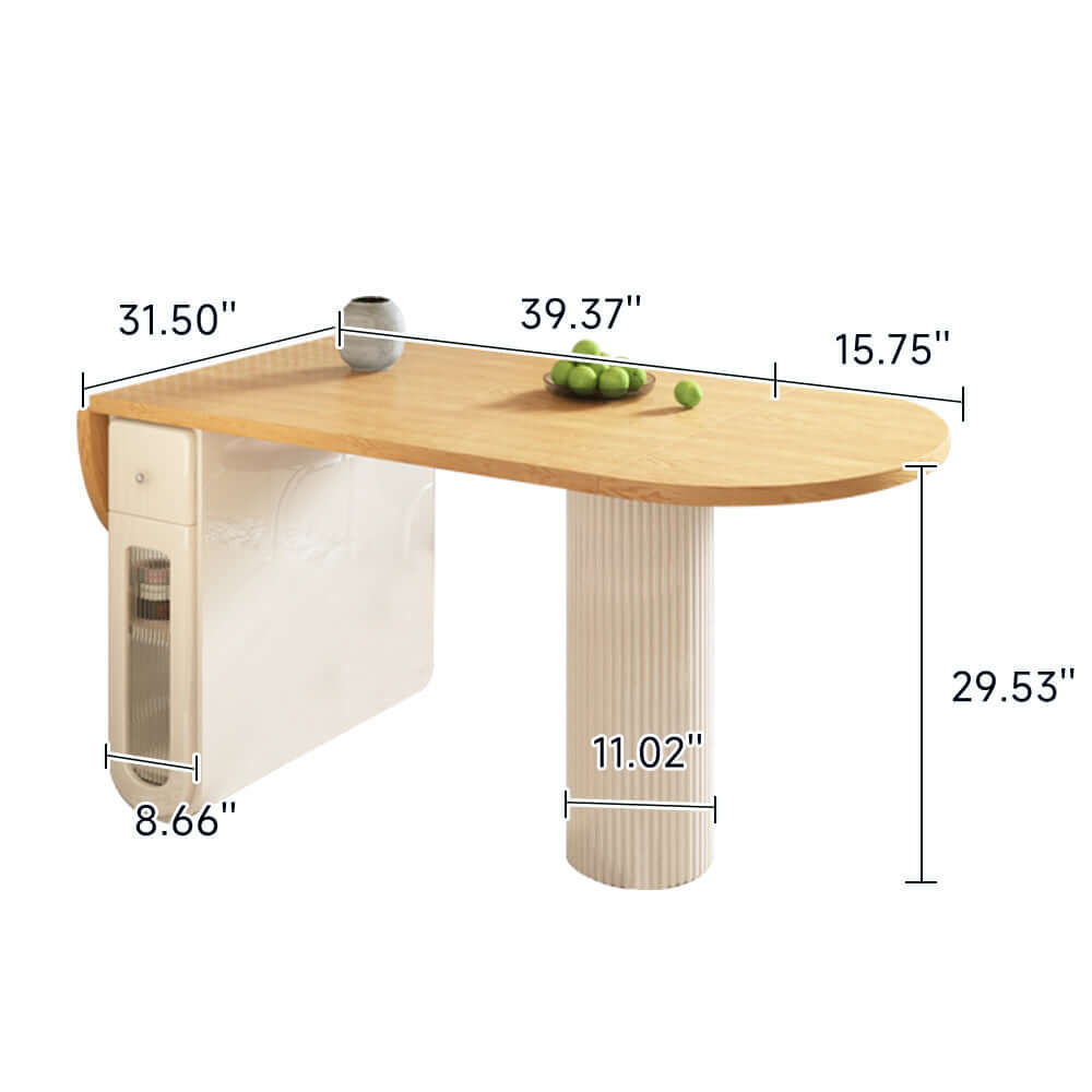 Foldable oval dining table with built-in storage, perfect for space-saving and stylish dining