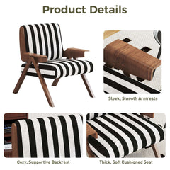 Fauteuil d'accent moderne blanc avec rayures noires