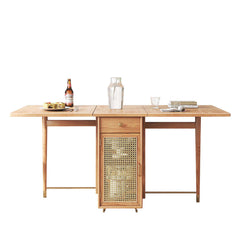 Foldable Solid Wood Dining Table and Chairs Set with Storage Space