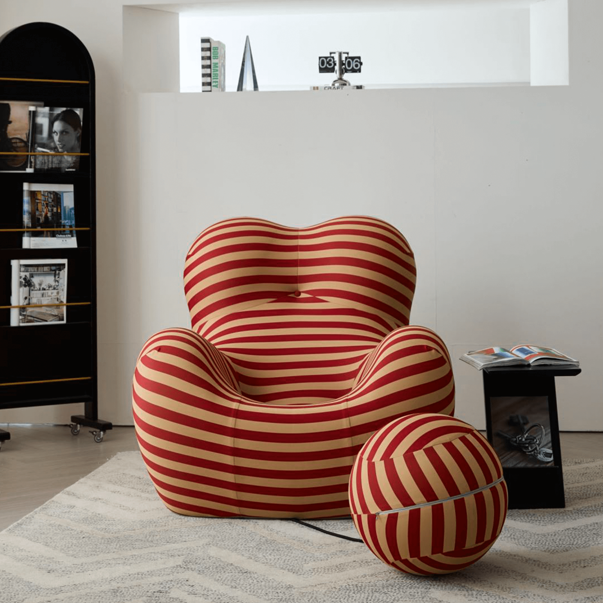 Single lounge sofa chair with ottoman, stylish and comfortable seating for living room