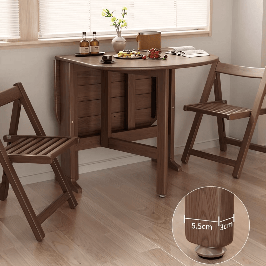 Wooden round folding table ideal for versatile home use and easy storage