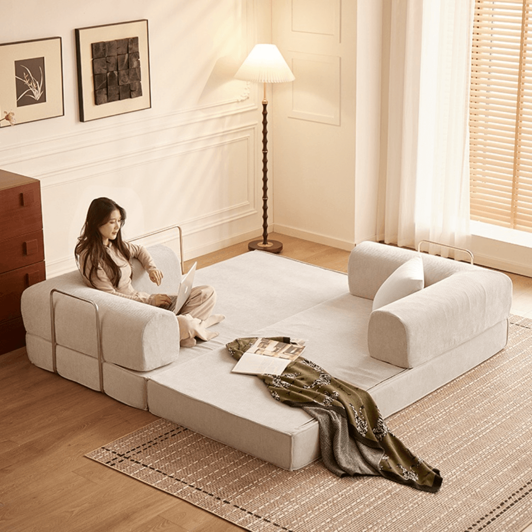 Elegant soft velvet 3-seater sofa bed with modern design and easy maintenance