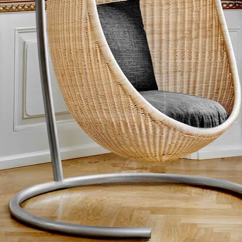 Upholstered tropical cocoa porch swing with heat-resistant plastic stand and chain