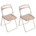 Modern collapsible open back side chair made of plastic and acrylic, ideal for kitchen and dining areas