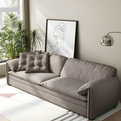 Scandinavian Sofa Bed in Gray Fabric Upholstery Sleeper with Box - 69"L x 31.5"W x 31.5"H Coir Faux Leather Futons